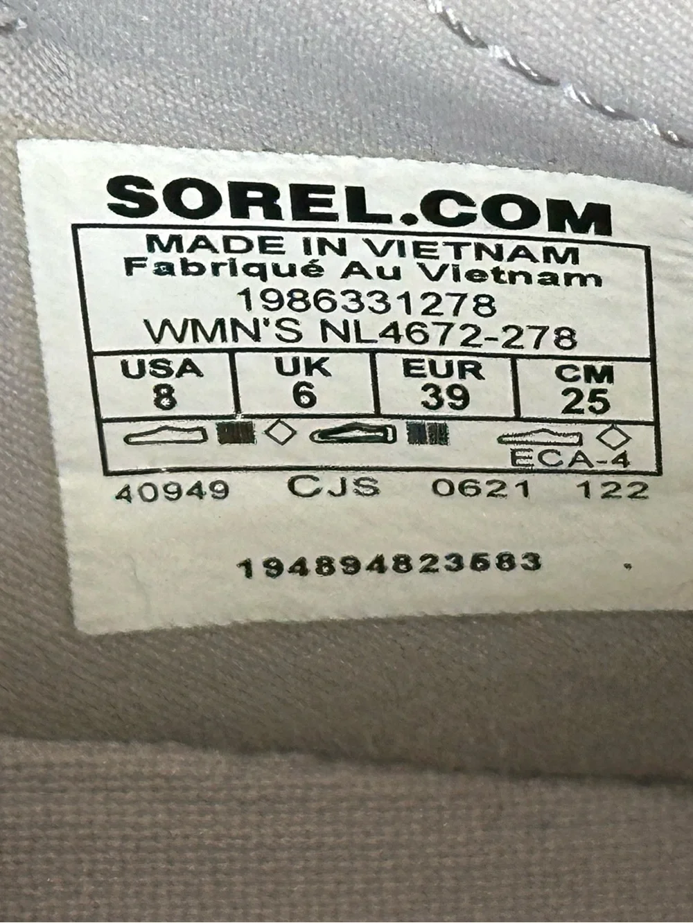 Sorel Women's Light Gray Fabric lace up Sneaker